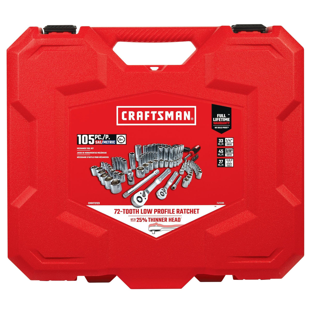 105 Pcs Standard and Metric Mechanics Tool Set with Case Q285