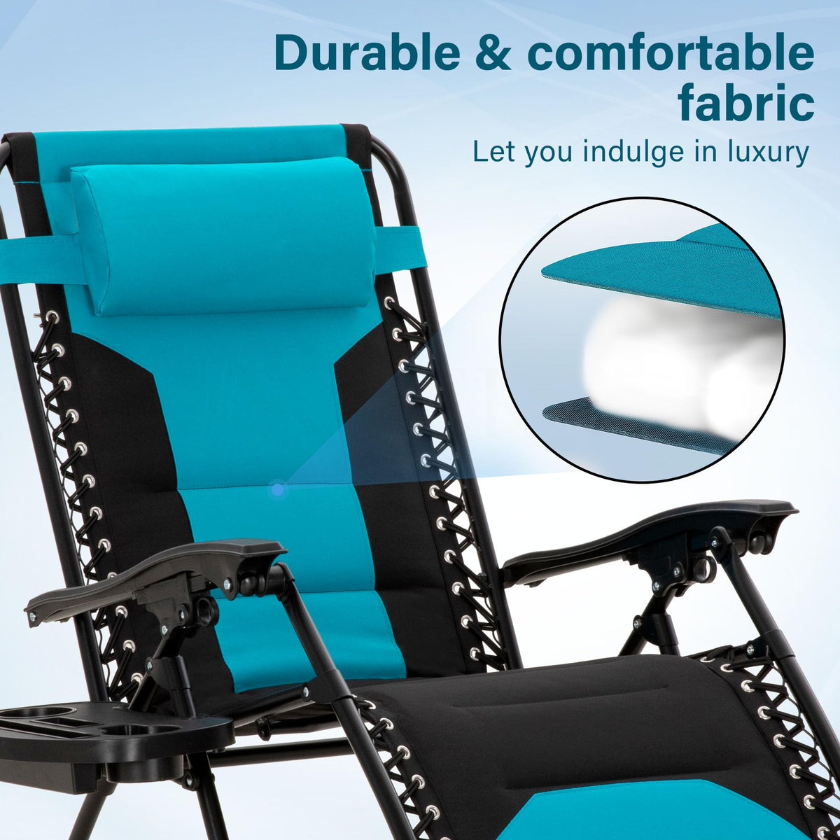 Zero Gravity Chair Set of 2 Folding Patio Lounge Recliner with Pillows Cup Holder G31921