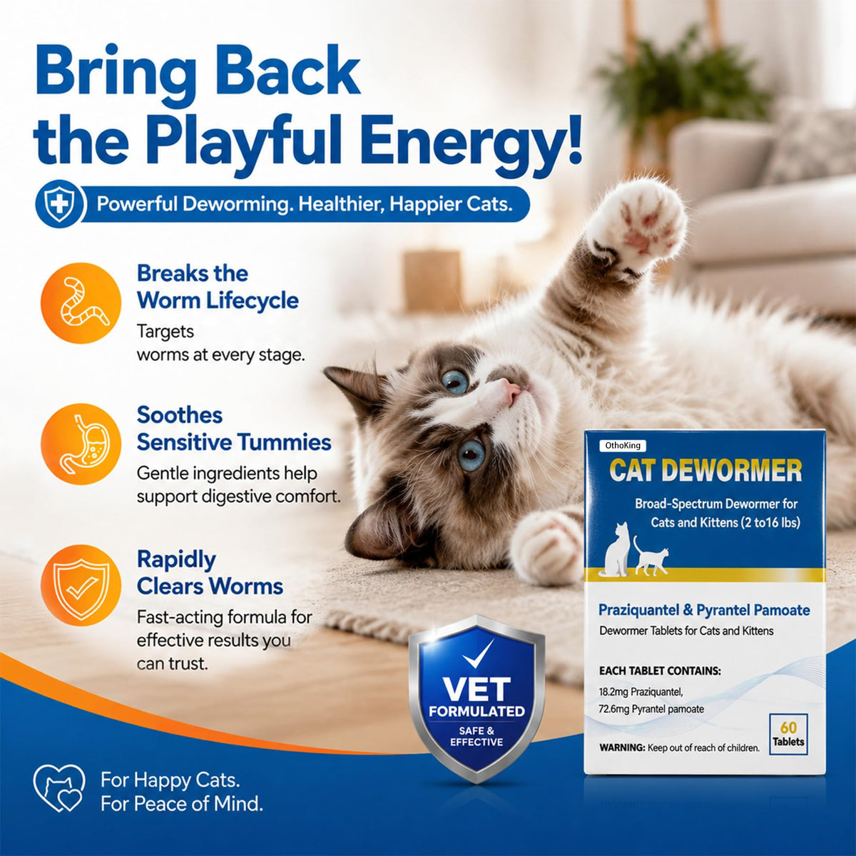 Cat Dewormer Tablet for Cats and Kittens K261