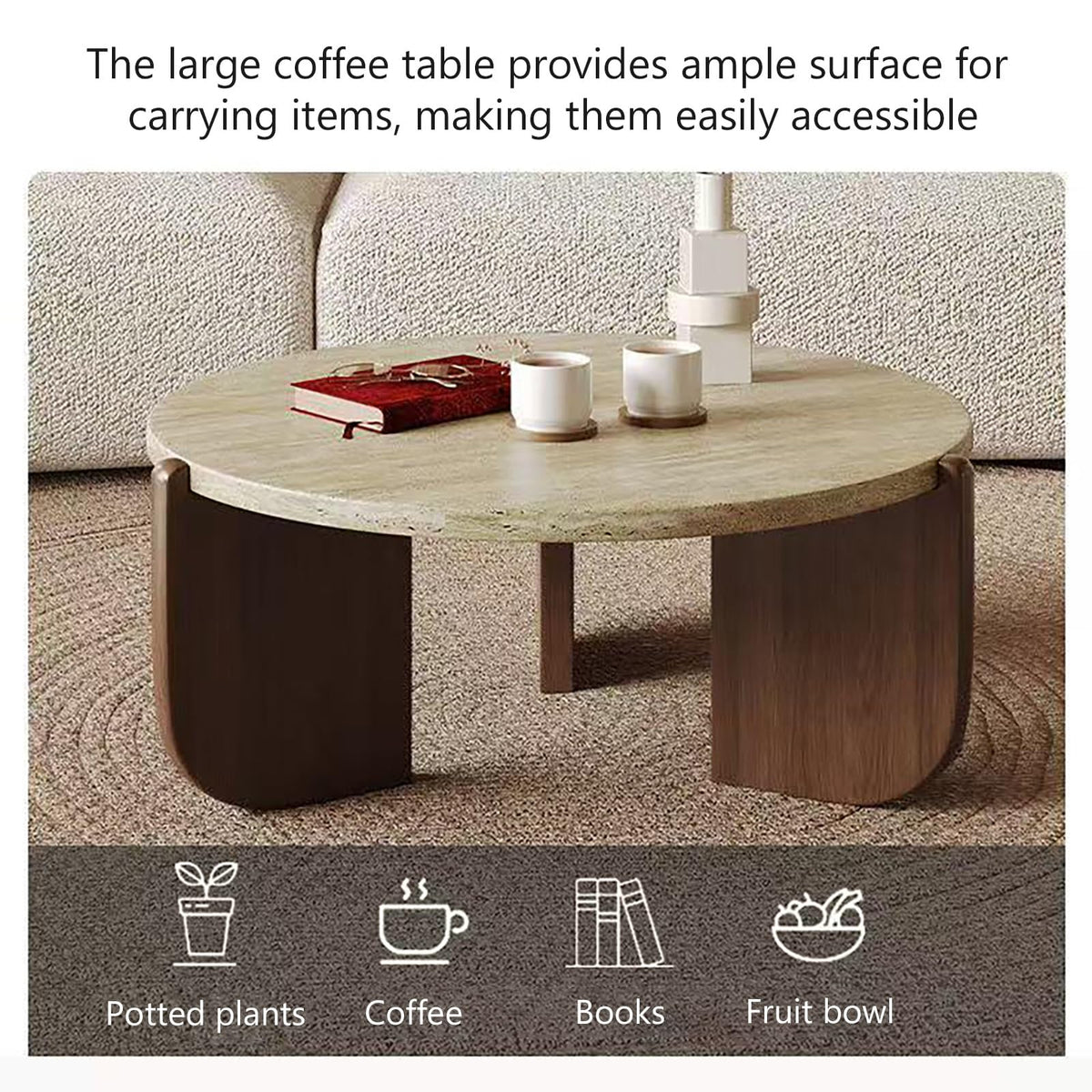 Solid Wood Stone Top Coffee Table C6554