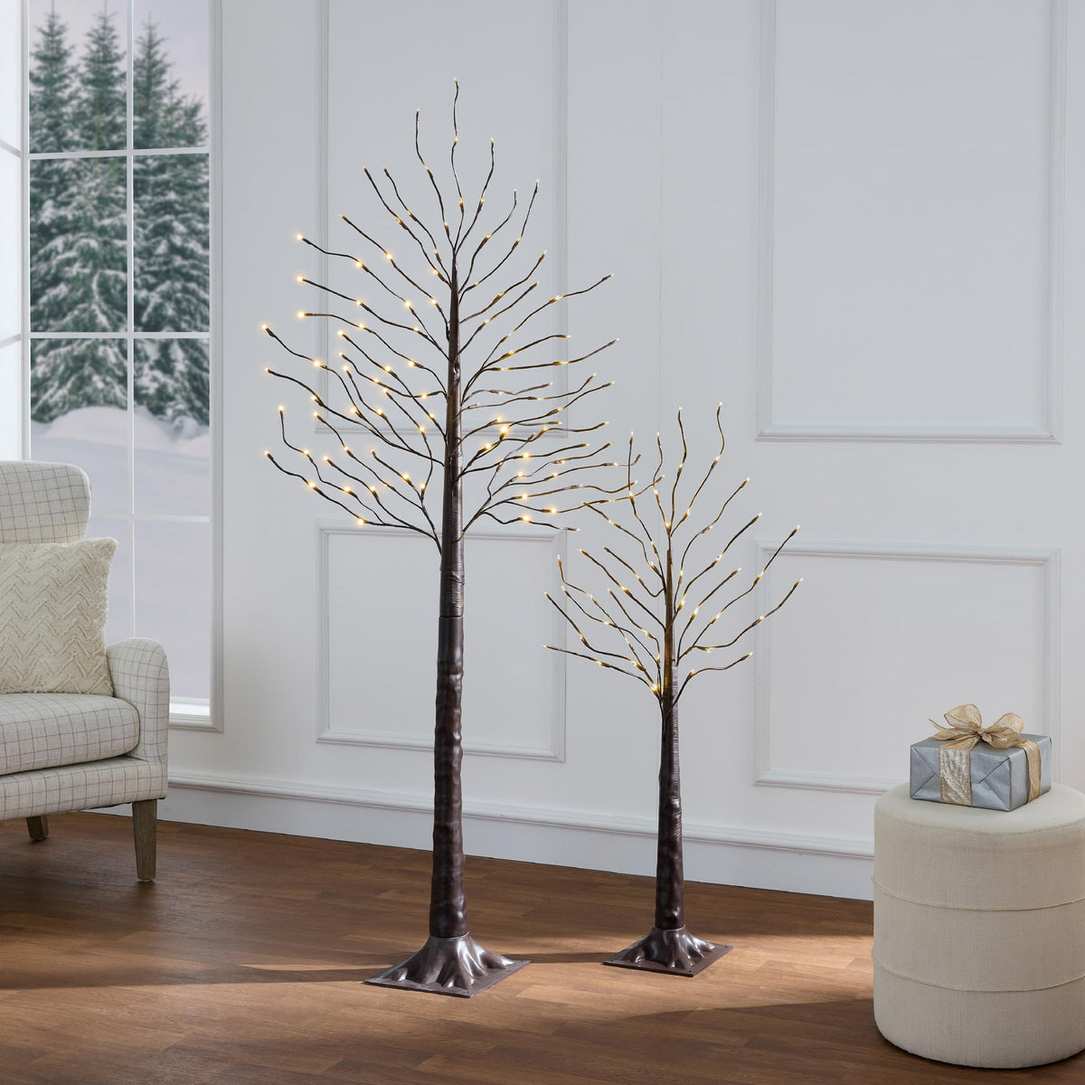 4ft 6ft 8ft Lighted Birch Tree 3Pk with LED Lights K53753