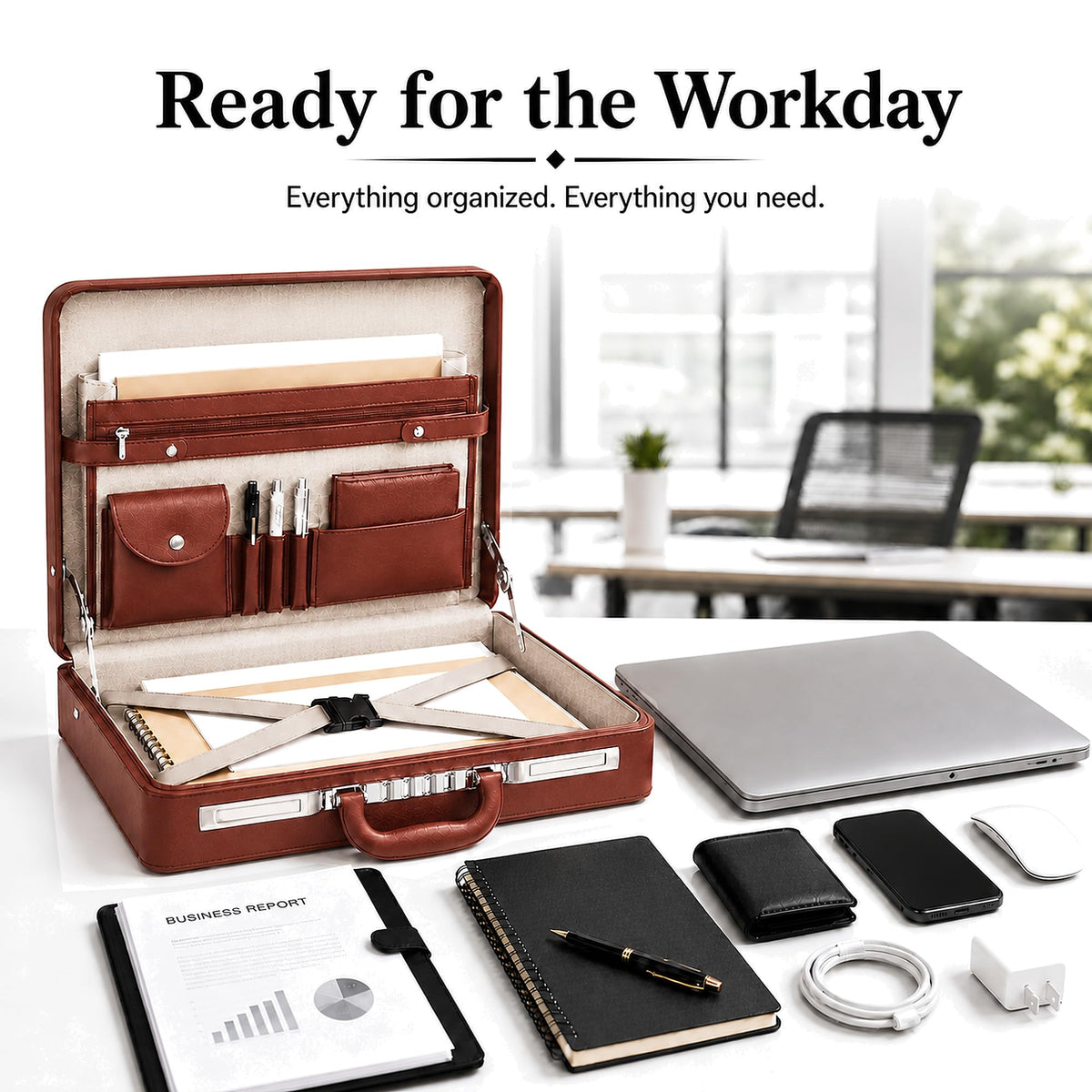 Leather Briefcase with Lock O4846
