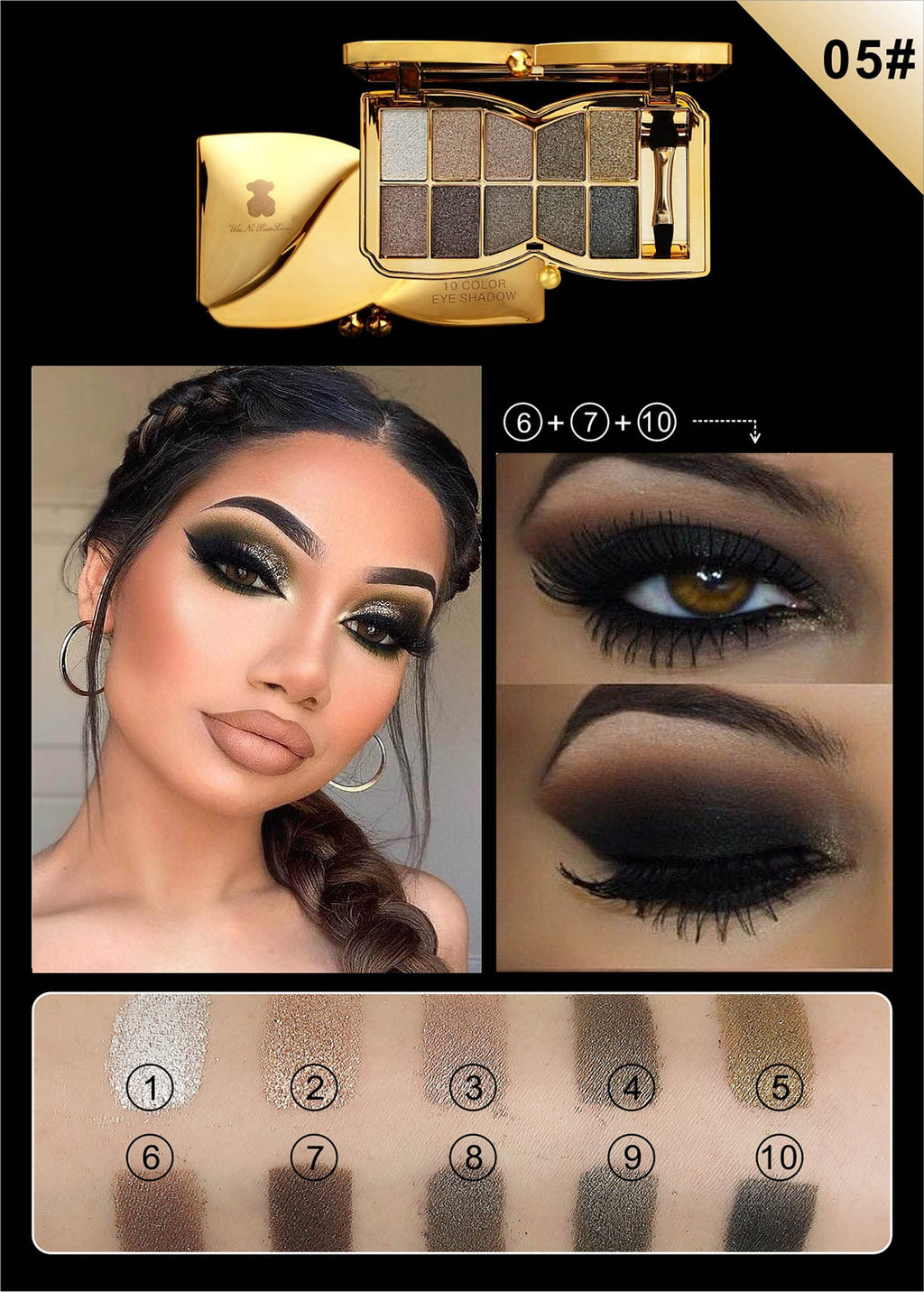 10 Colors Shimmer & Matte Glitter Eyeshadow Palette Z2363