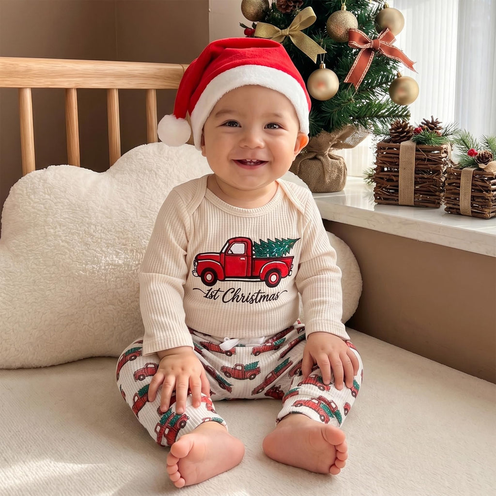 Christmas Baby Boy Outfit Romper Pants Hat X6771