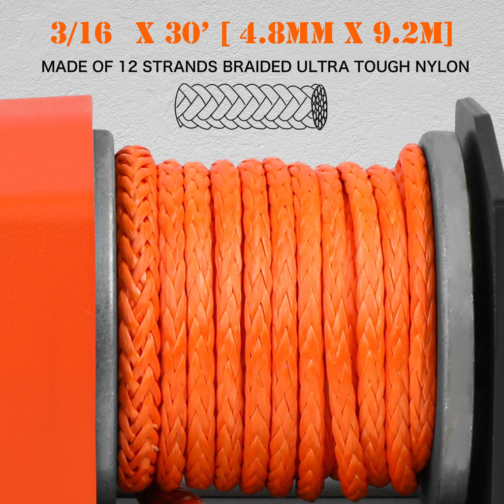 2500 lb Electric Winch 30ft Synthetic Rope 12V DC A2115