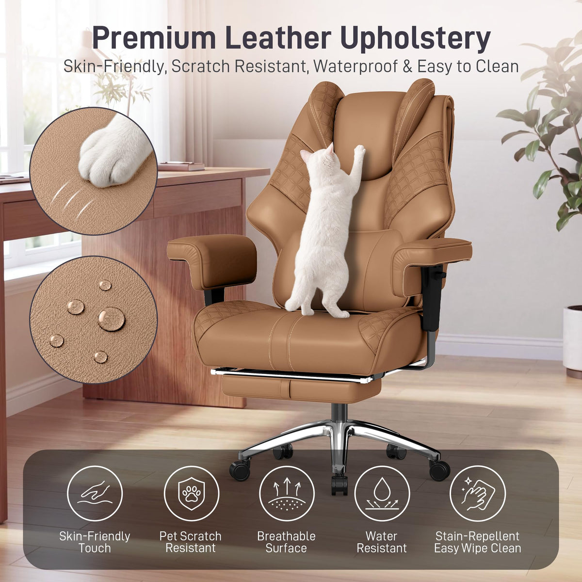 Big and Tall Executive Office Chair with Footrest and Lumbar Support N783779