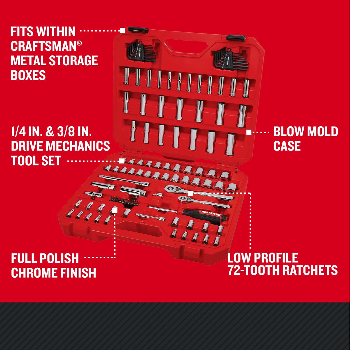105 Pcs Standard and Metric Mechanics Tool Set with Case Q285