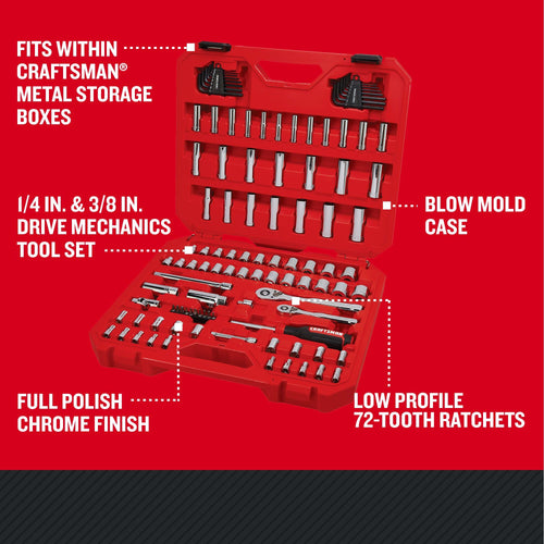 105 Pcs Standard and Metric Mechanics Tool Set with Case Q285