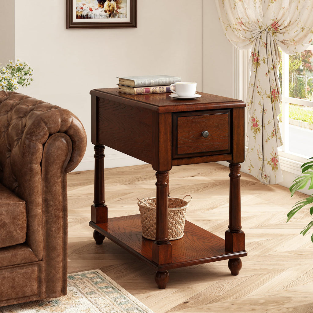 Narrow Wood End Table with Drawer R78930