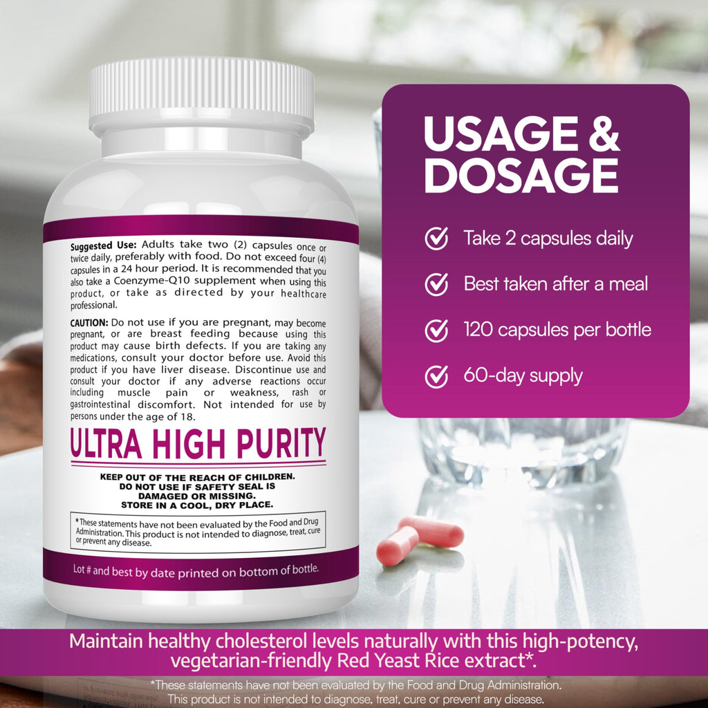 Red Yeast Rice Extract 1200 MG Vegetarian 120 Capsules N5895