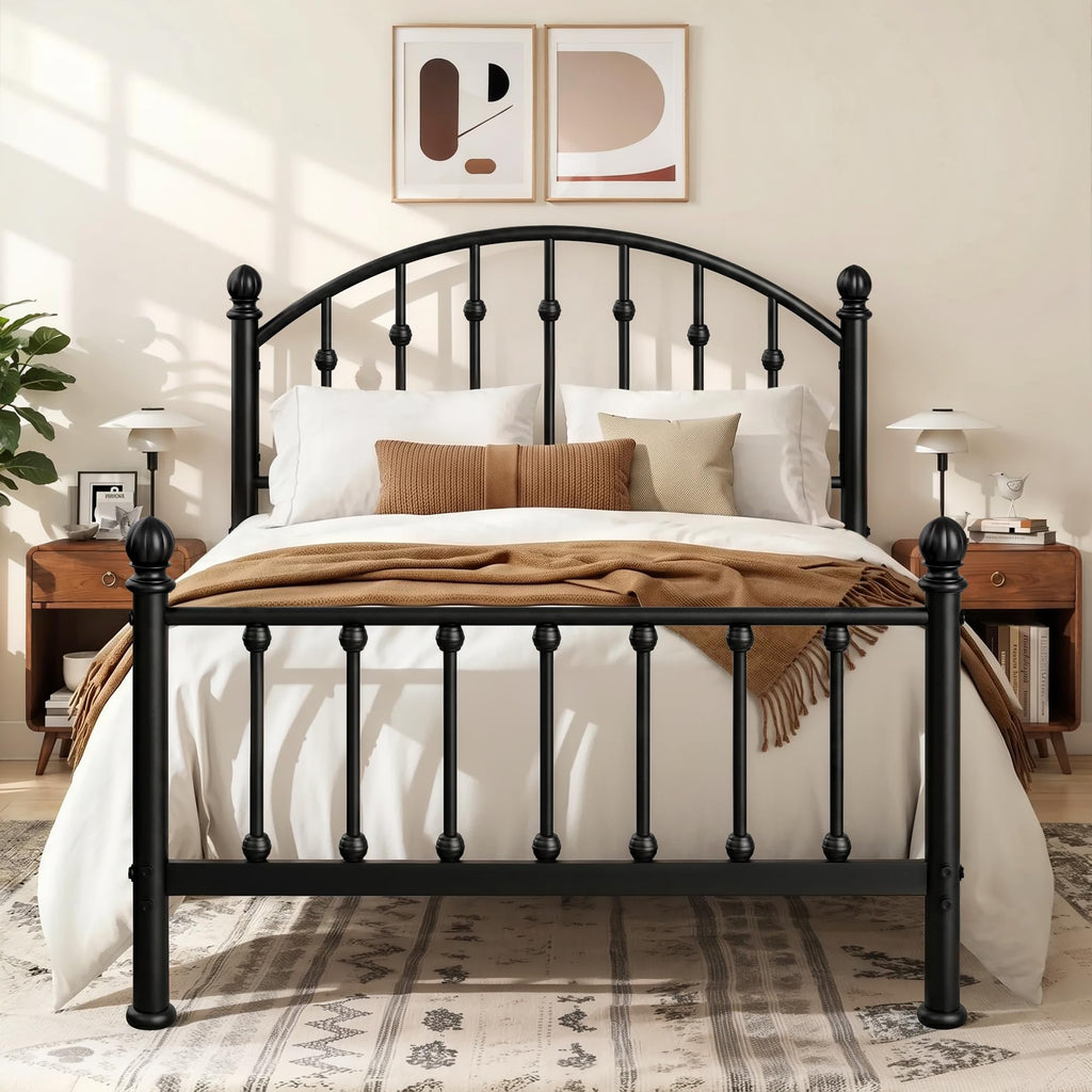 Full Size Metal Bed Frame with Tall Headboard O2078