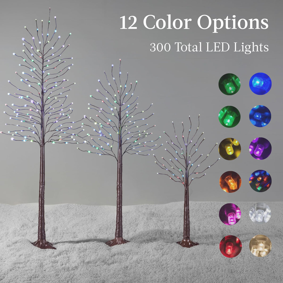4ft 6ft 8ft Lighted Birch Tree 3Pk with LED Lights K53753