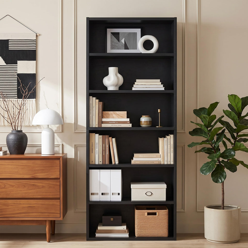 Black 6 Tier Adjustable Bookshelf F93894