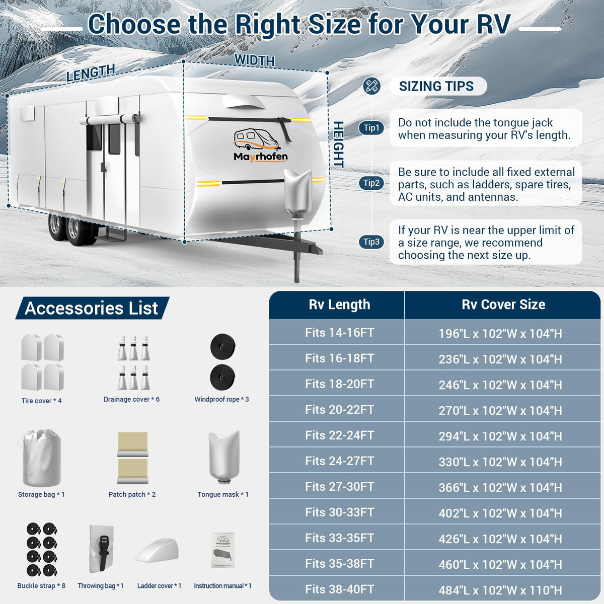14-16ft 6 Layers 600D Oxford Waterproof RV Cover X9424