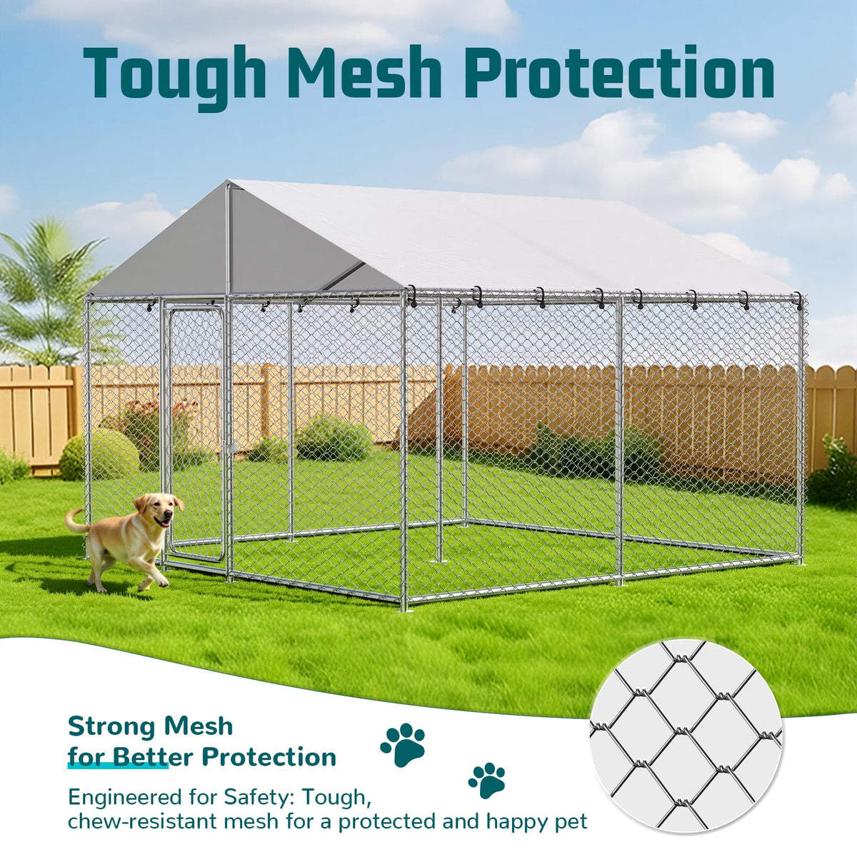10x10 FT Outdoor Dog Kennel with Roof B8759