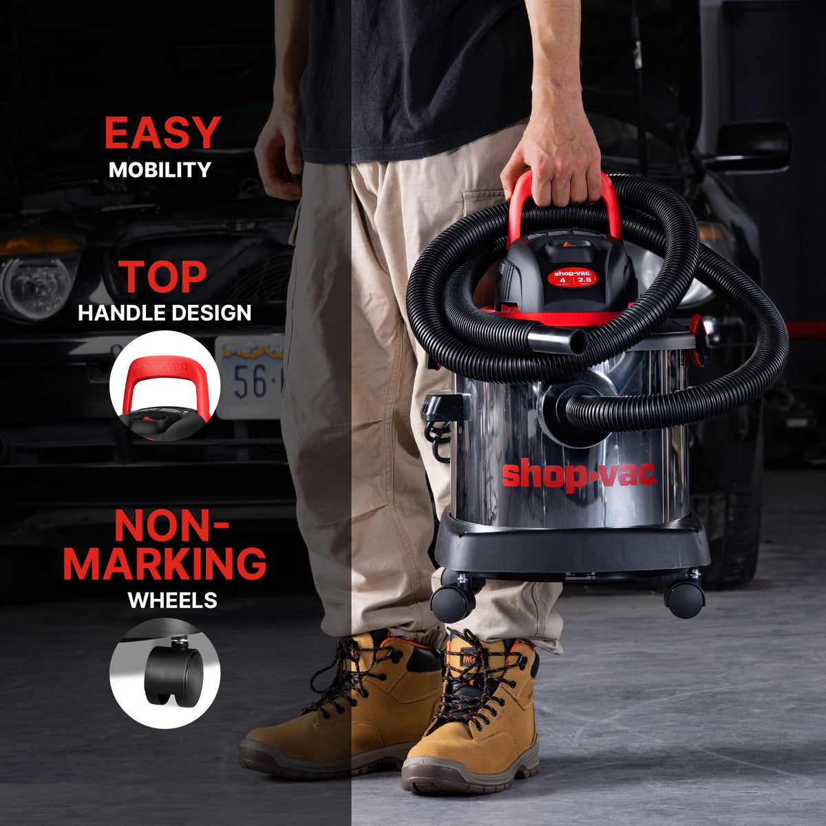 Wet/Dry Vacuum Cleaner, 4 Gallon, 2.5 Peak HP G688085