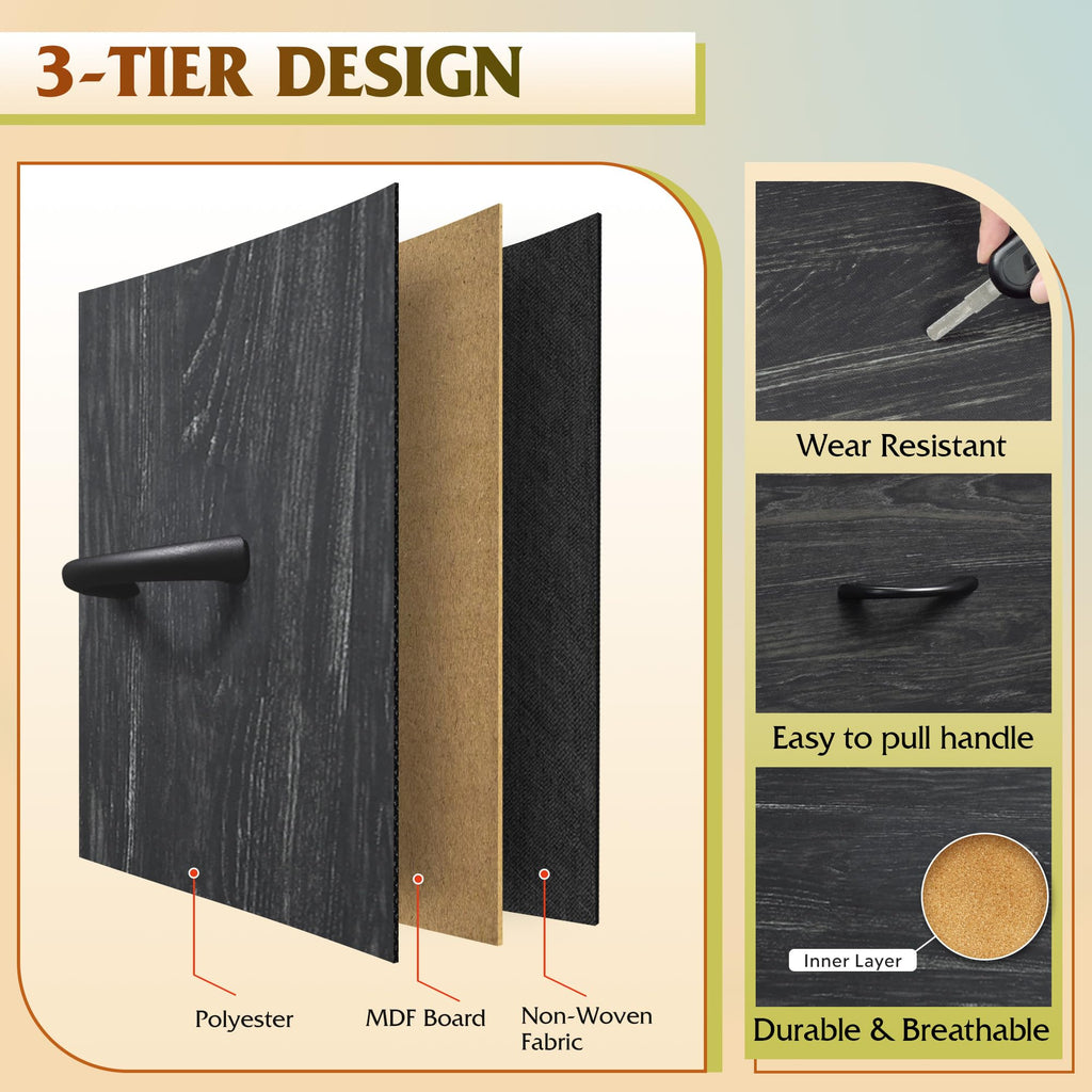Black 11 Drawer Fabric Dresser O381314