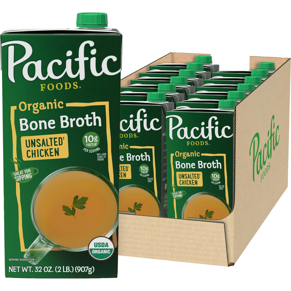 Organic Unsalted Chicken Bone Broth 32 oz 12 Pack U6489