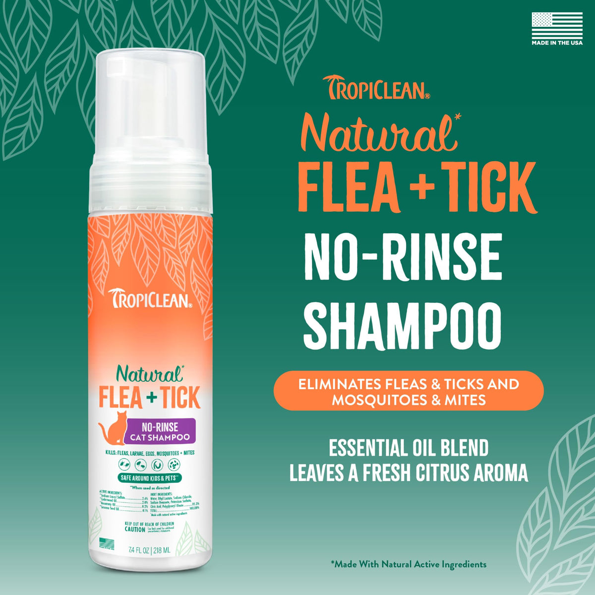 Waterless Flea and Tick Shampoo for Cats 7.4oz P4048