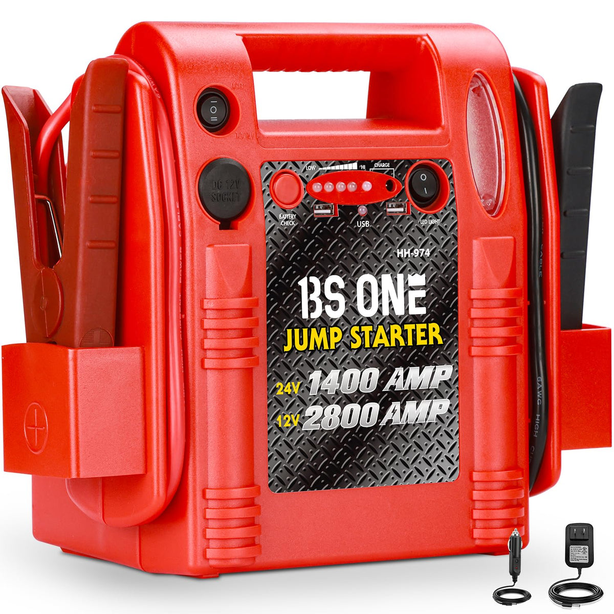 24V / 12V Heavy Duty Jump Starter with USB/DC Output and LED Light Q8097