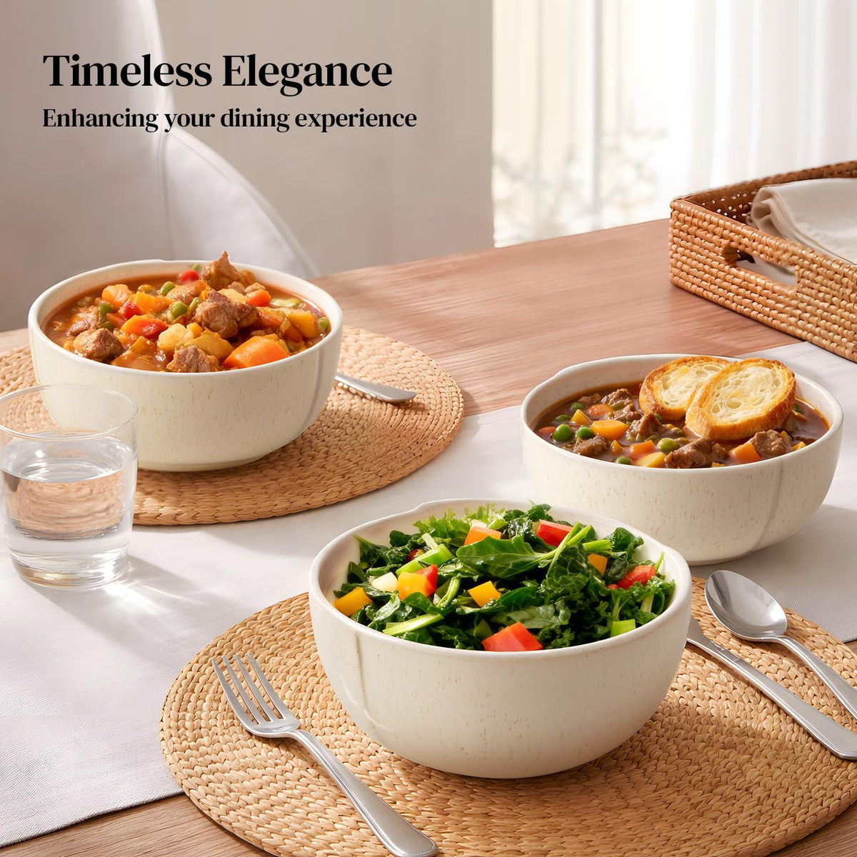 32 OZ Ceramic Soup Bowls Set of 4 K468