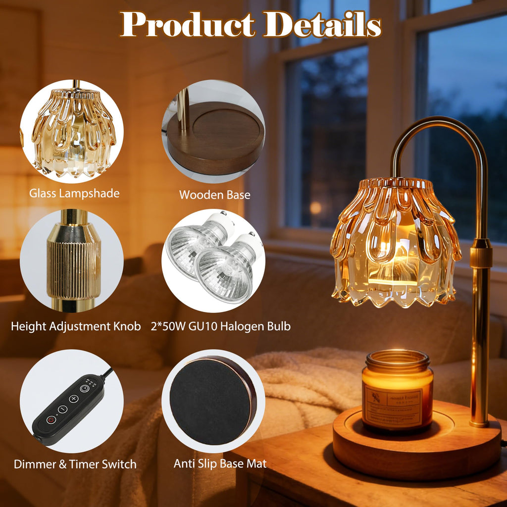 Candle Warmer Lamp with Timer Dimmable Adjustable Height I6280