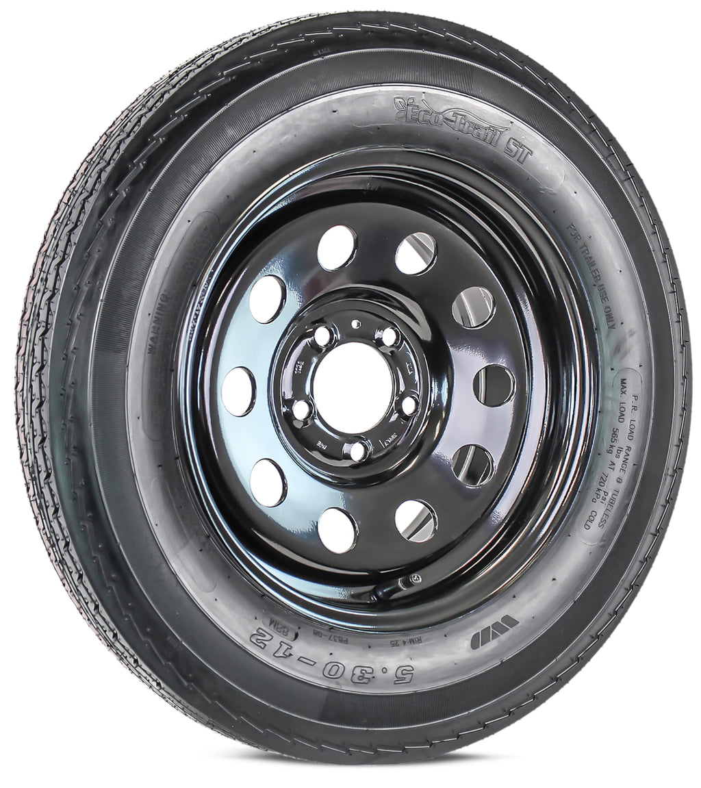 2-Pack Trailer Tire Rim Assembly 5.30-12 5 Lug Black E254930