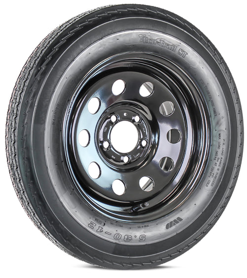 2-Pack Trailer Tire Rim Assembly 5.30-12 5 Lug Black E254930