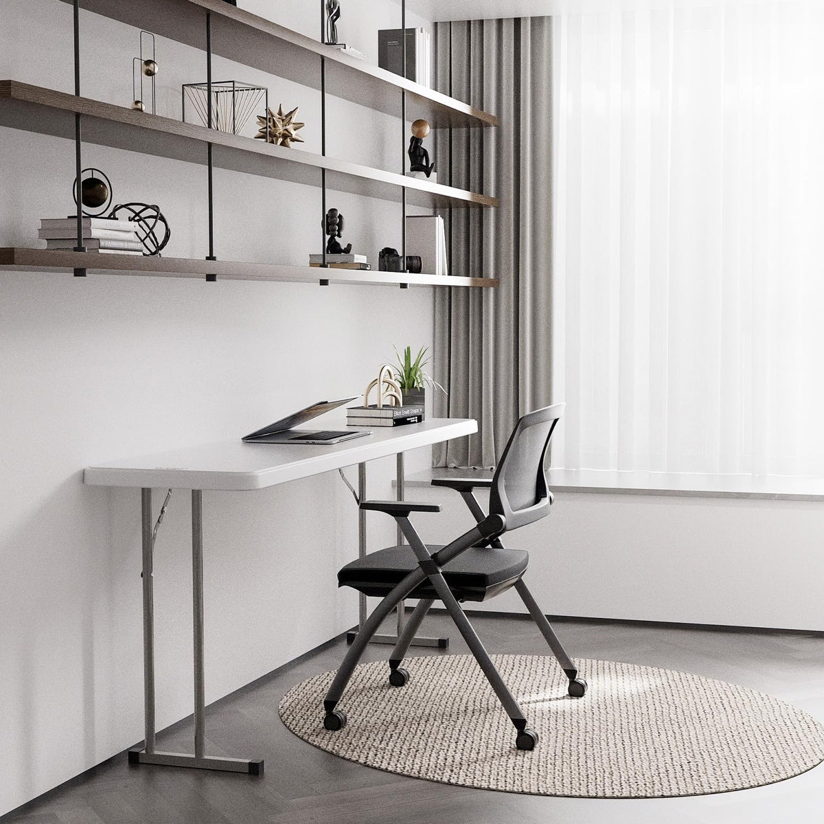 White 6 FT Narrow Folding Table R92300