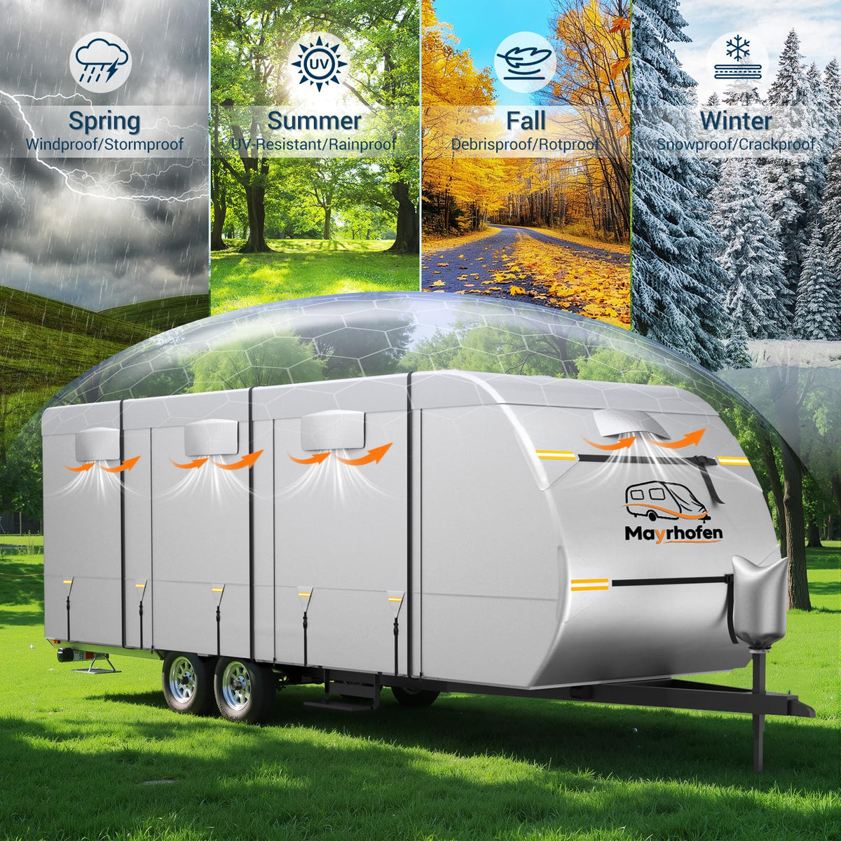 14-16ft 6 Layers 600D Oxford Waterproof RV Cover X9424