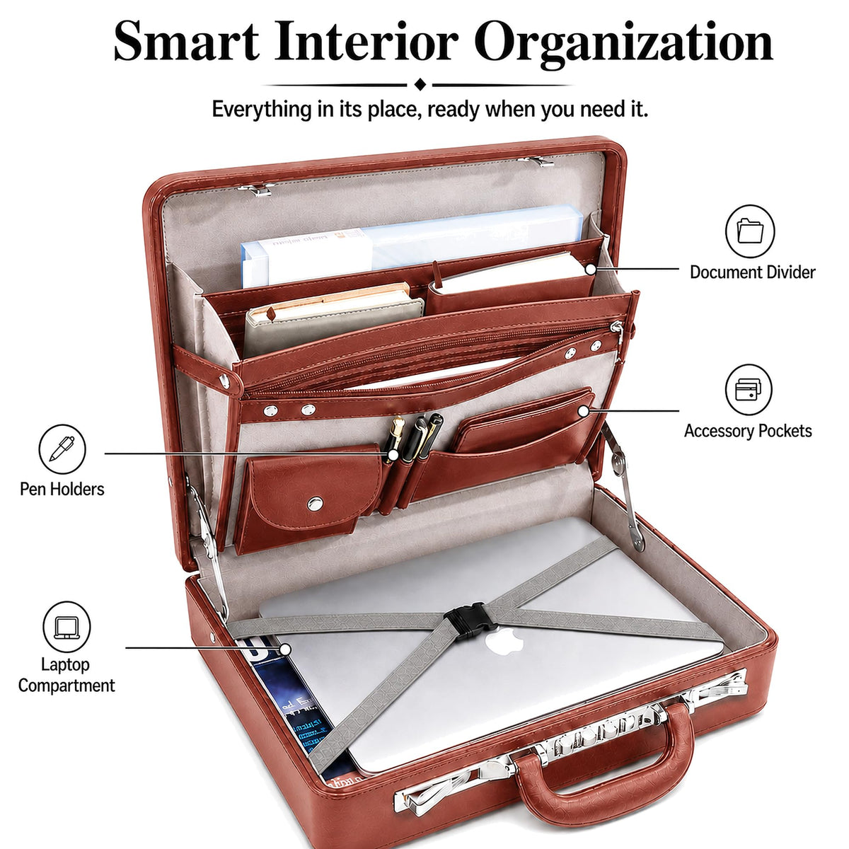 Leather Briefcase with Lock O4846