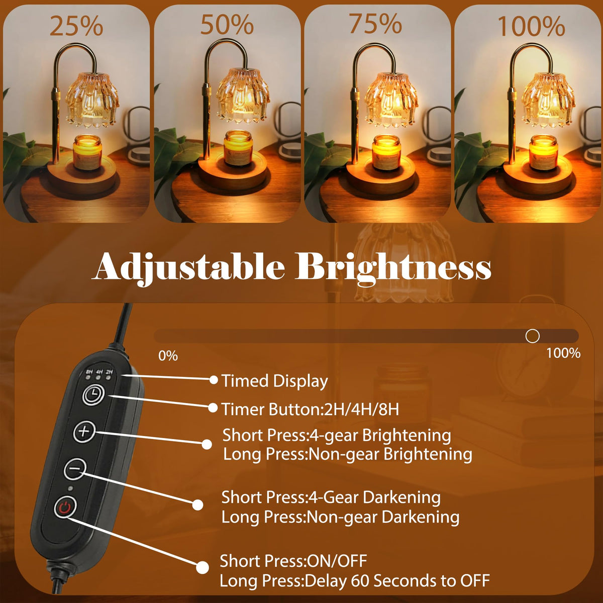 Candle Warmer Lamp with Timer Dimmable Adjustable Height I6280