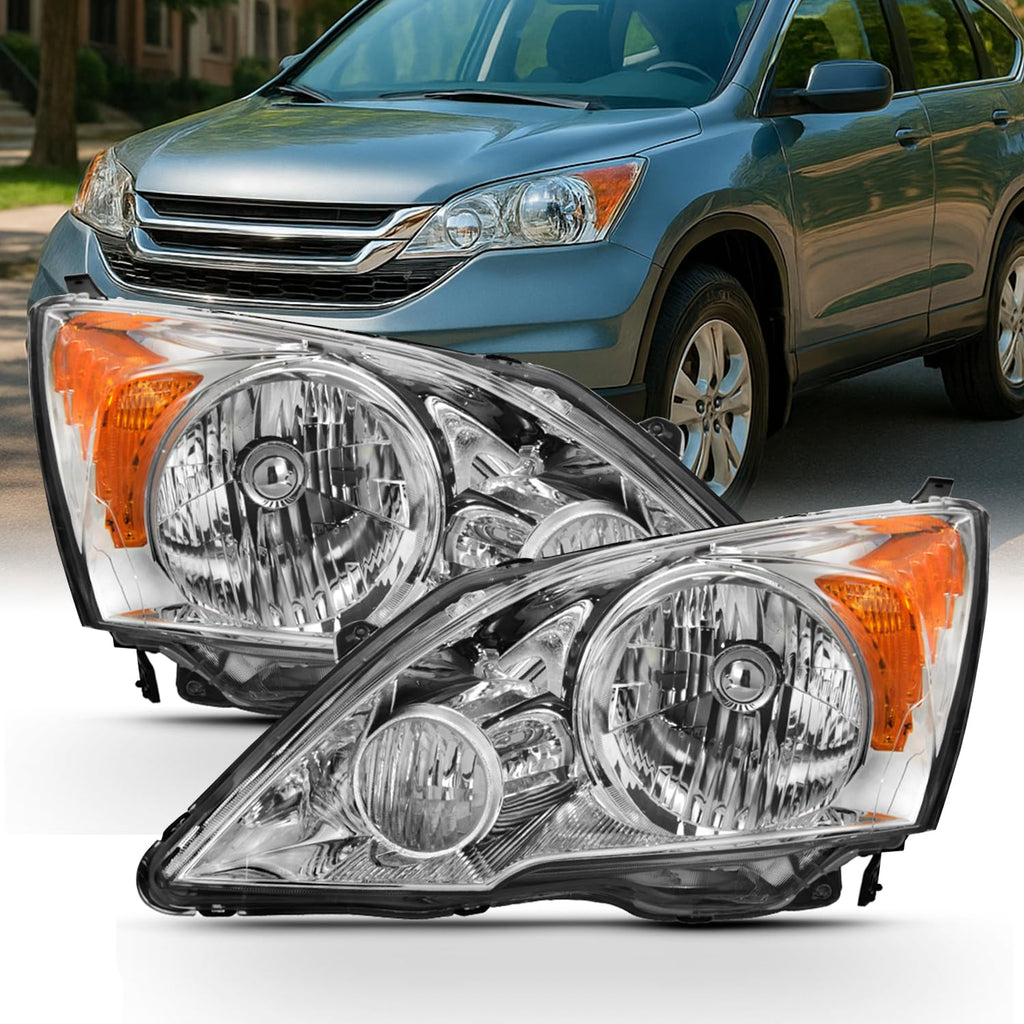2007-11 Honda CR-V Headlight Assembly Chrome Housing Clear Lens Full Set Y993148