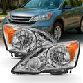 2007-11 Honda CR-V Headlight Assembly Chrome Housing Clear Lens Full Set Y993148
