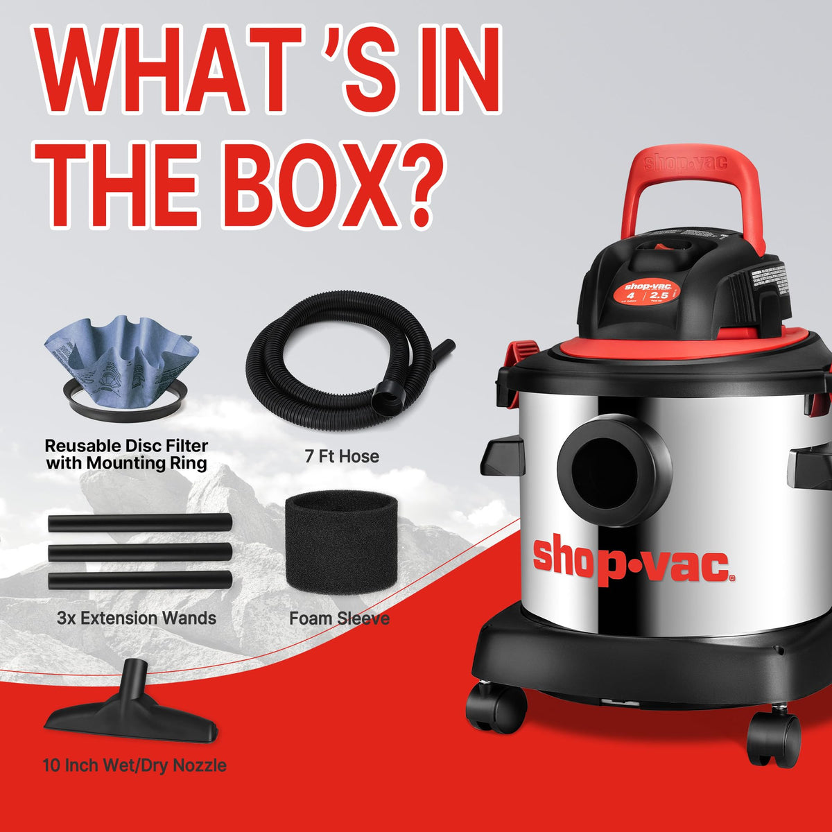 Wet/Dry Vacuum Cleaner, 4 Gallon, 2.5 Peak HP G688085