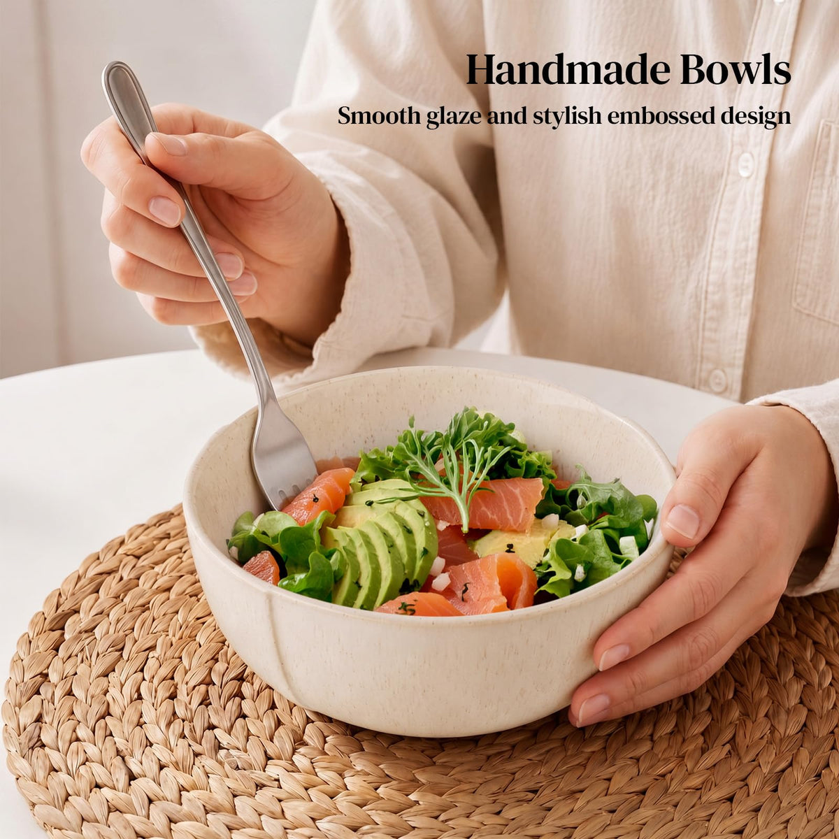 32 OZ Ceramic Soup Bowls Set of 4 K468