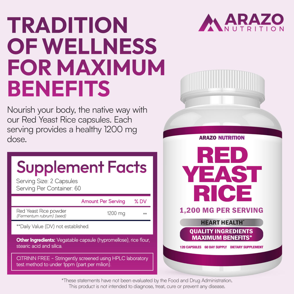 Red Yeast Rice Extract 1200 MG Vegetarian 120 Capsules N5895