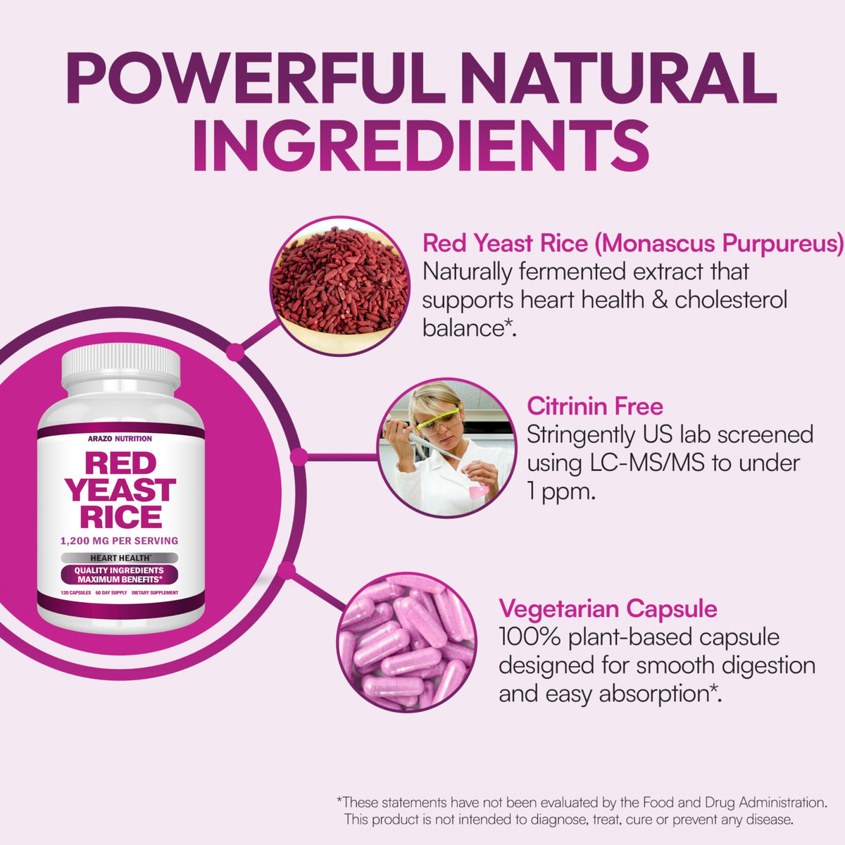 Red Yeast Rice Extract 1200 MG Vegetarian 120 Capsules N5895