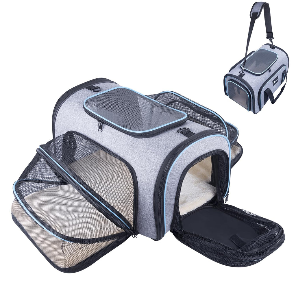 Airline Approved Expandable Soft Sided Pet Carrier with Fleece Pad Z256