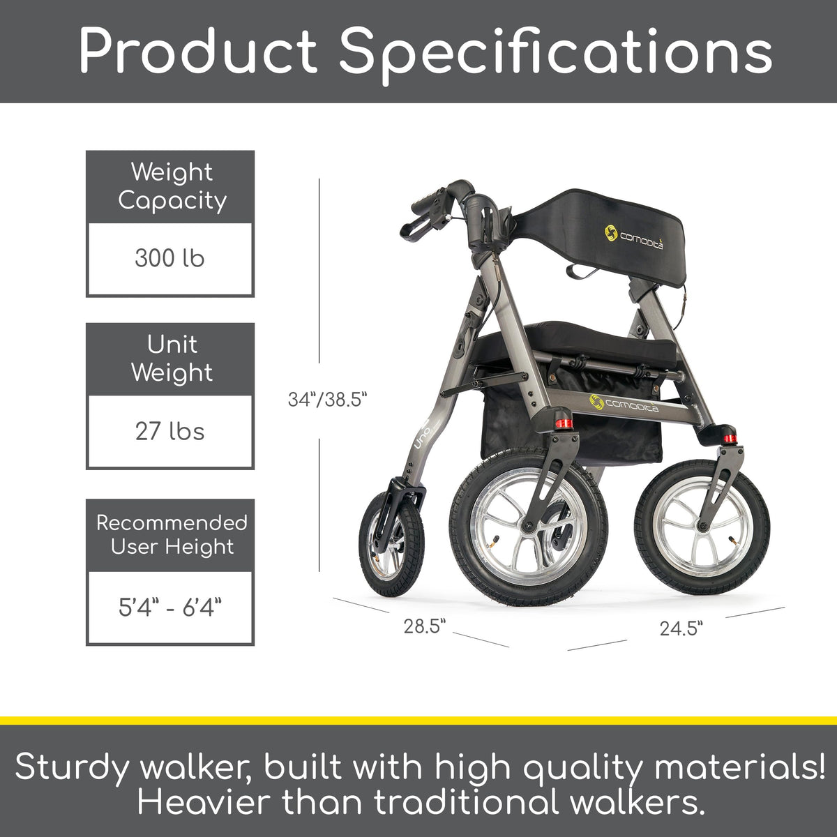 All Terrain Rolling Walker with Pneumatic Tires N4816