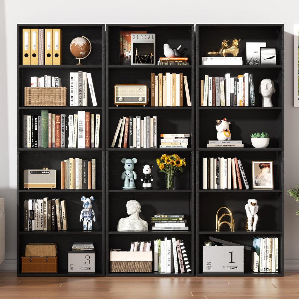 6-Tier Black Bookshelf W422