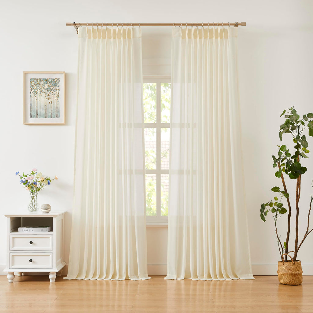 Pinch Pleated Sheer Curtains 108 Inches Length W1787