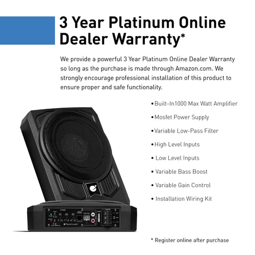 10 Inch 1000 Watt Powered Car Subwoofer and Wiring Kit J810