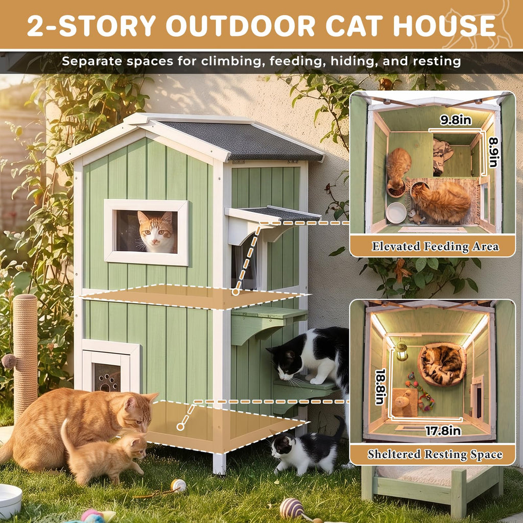 Weatherproof Wooden Outdoor Cat House G28258