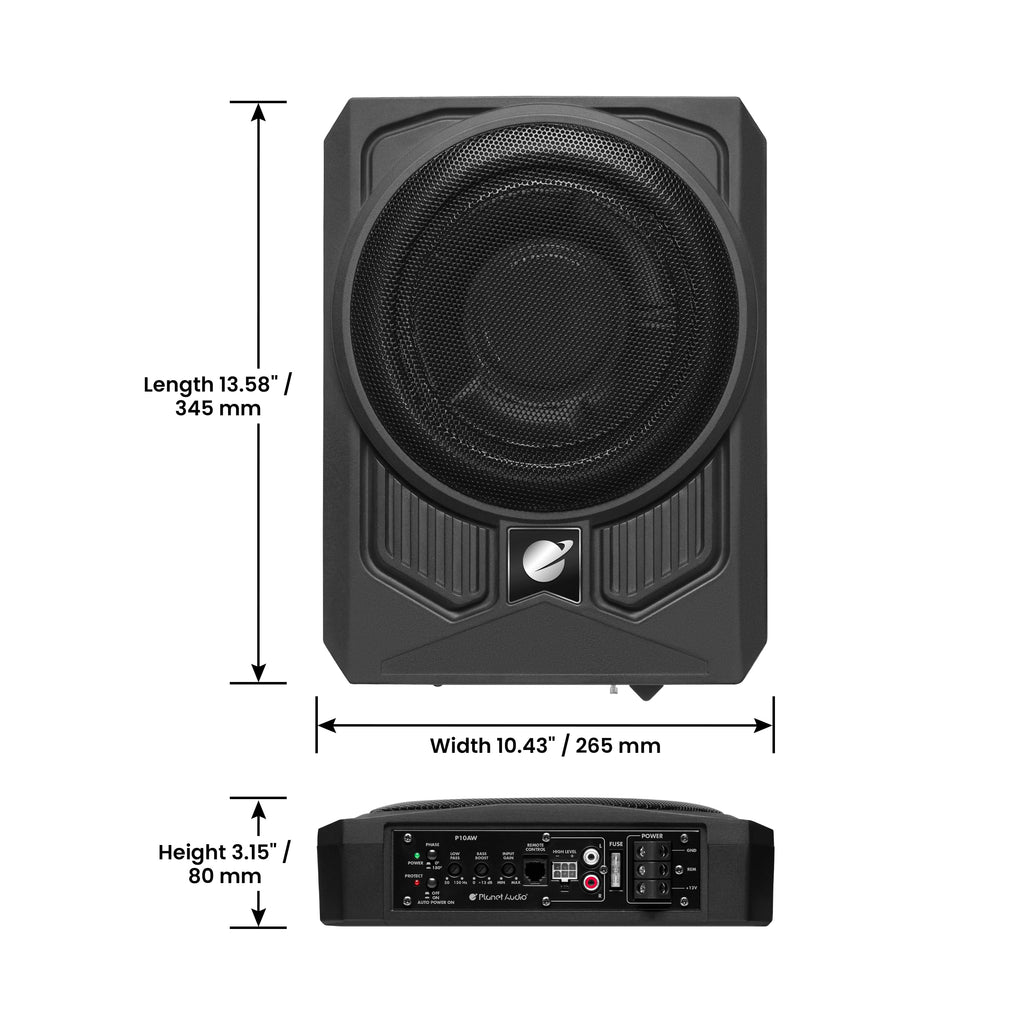 10 Inch 1000 Watt Powered Car Subwoofer and Wiring Kit J810