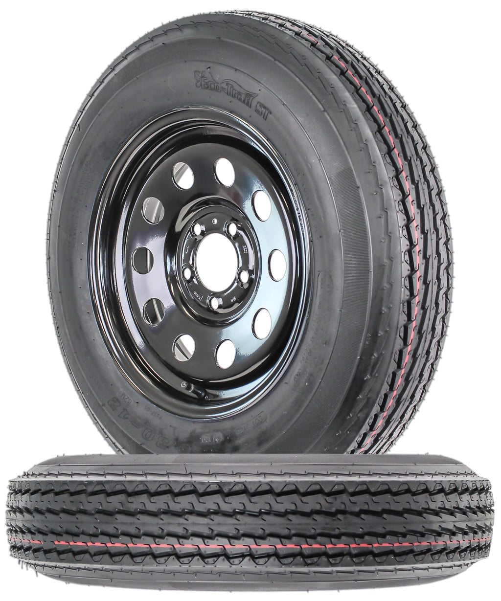 2-Pack Trailer Tire Rim Assembly 5.30-12 5 Lug Black E254930