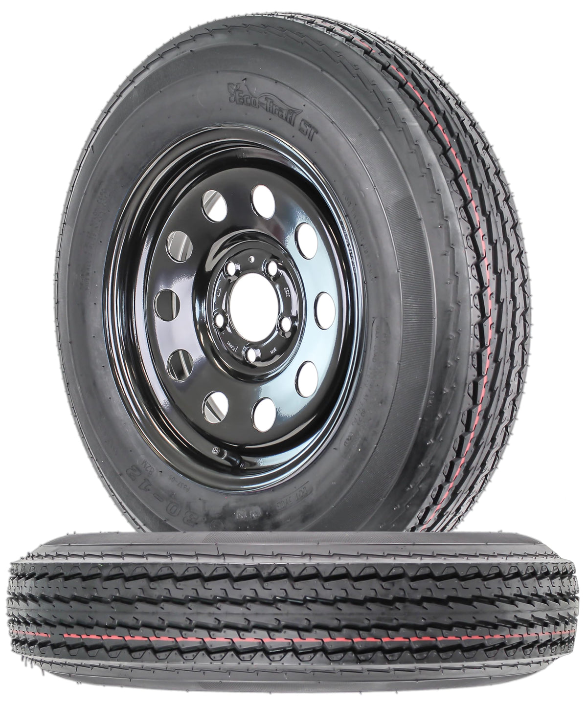 2-Pack Trailer Tire Rim Assembly 5.30-12 5 Lug Black E254930