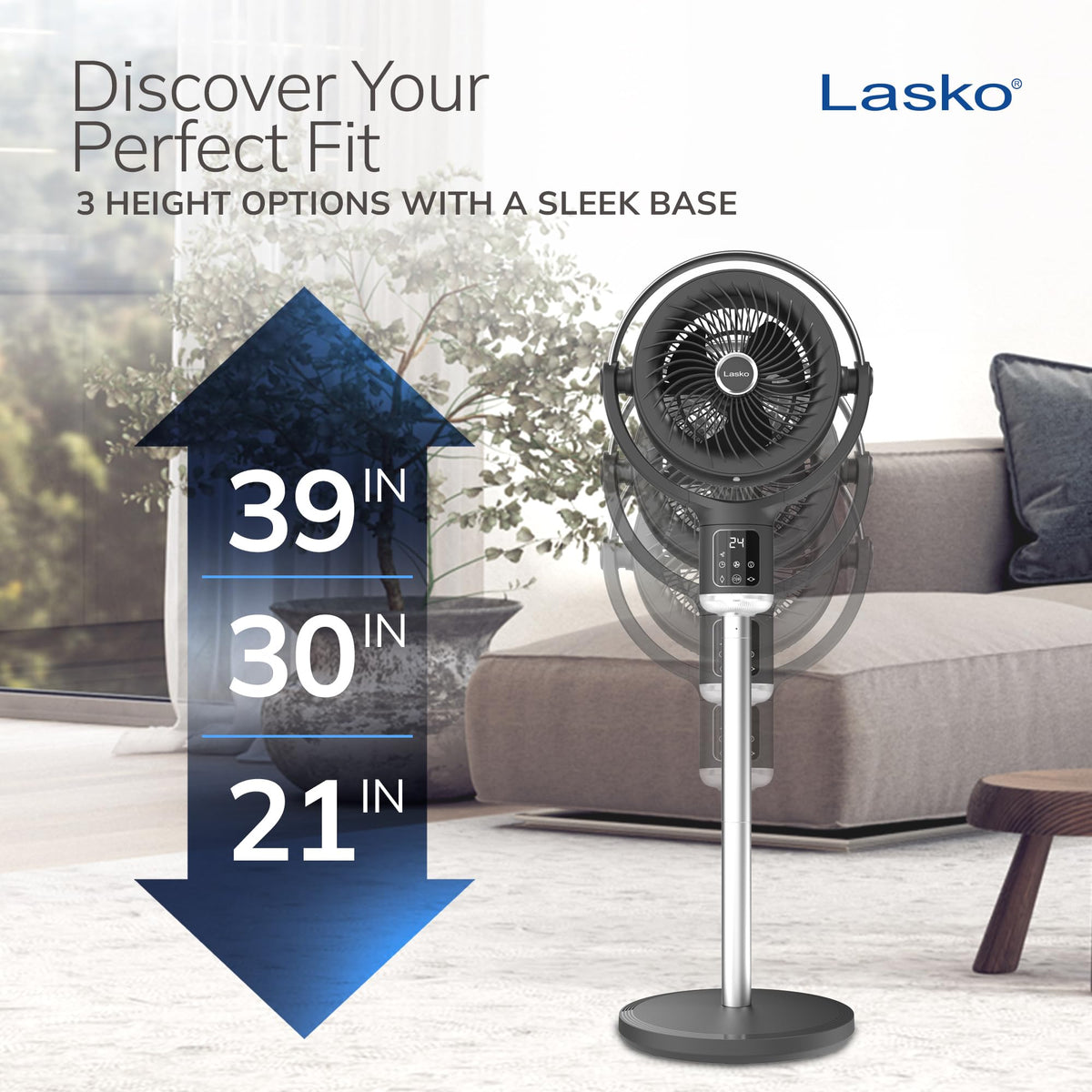 Pedestal Fan with Remote Control, Adjustable Height, Night Light, Gray C220281