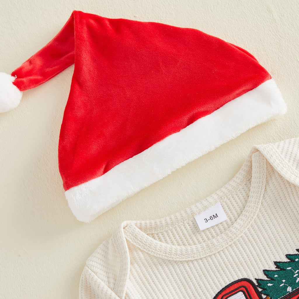 Christmas Baby Boy Outfit Romper Pants Hat X6771