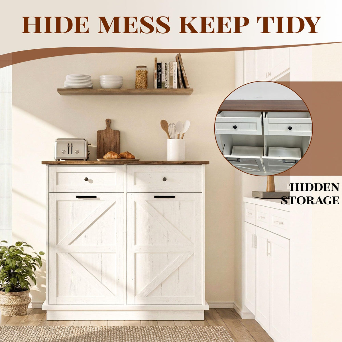 10 Gallon Double Tilt Out Trash Can Cabinet A9093